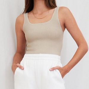 Aritzia Babaton sculpt knit tank in matte pearl